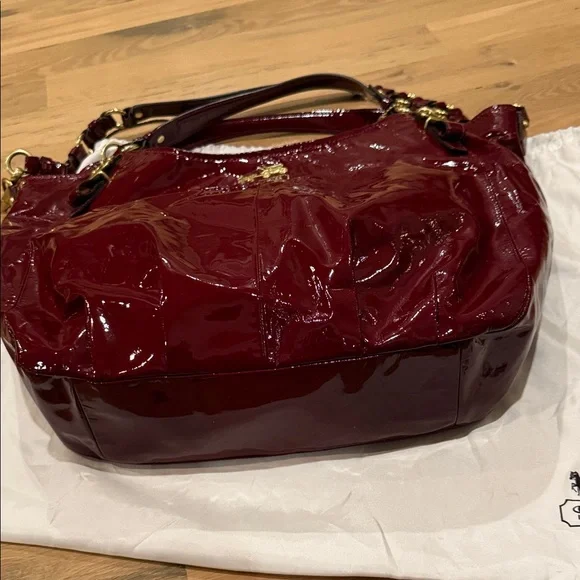 Vintage Coach Madison Burgundy Patent Leather Satchel